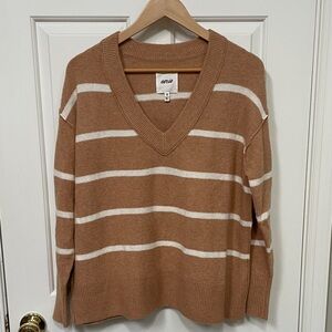 Aerie oversized V neck tan sweater